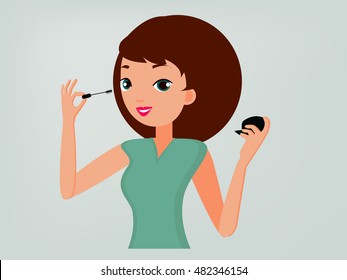 girl apply mascara vector