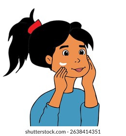 a girl applying face cream complexion fair teenage girl teenager habit bright skin illustration