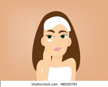 girl applying face cream vector