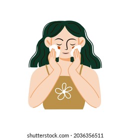 Girl applying facial wash on her face illustration