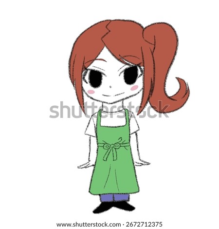 a girl with an apron