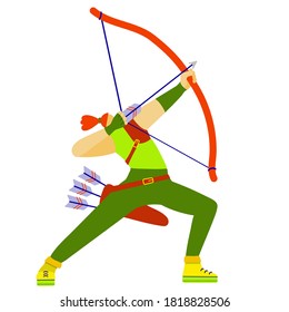 girl archer will shoot an arrow from a bow