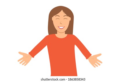 Girl with arms outstretched for a hug. vector illustration