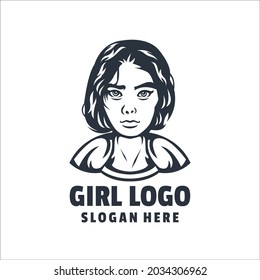girl arogant cartoon logo design