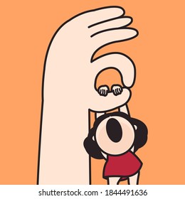 Niña Preguntando ¿Estás Bien Mientras Colegas A Persona Haciendo Bien Cartas De Signo De Mano Ilustración De Caracteres De Tarjeta