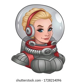 Girl astronaut for space slot game. Vector illustration