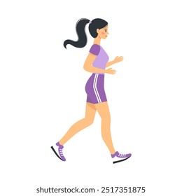 Garota atleta em uma corrida. Uma vida saudável. Design para fitness e esportes. Ilustração vetorial.