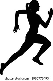 Girl Athlete Runner Run Sprint Race Black Silhouette