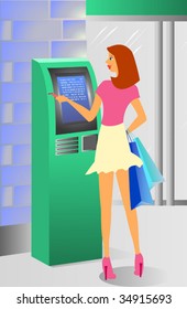 girl at ATM machine
