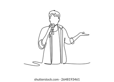 Girl attending lecture in college. University Student Life concept. Single line draw design. Vector graphic illustration
