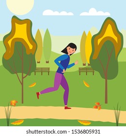 The girl in the autumn Park is engaged in running. Healthy lifestyle.