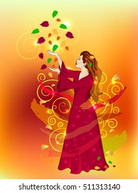 Girl autumn vector