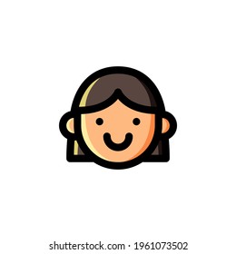 Girl Avatar Mother’s Day Outline Icon Logo Vector Illustration
