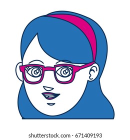 girl avatar face blue hair and glasses
