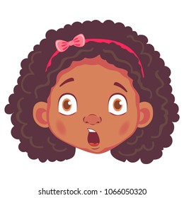 Girl avatar. Facial expression. African girl vector illustration