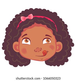 Girl avatar. Facial expression. African girl vector illustration