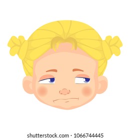 Girl avatar. Facial expression. Caucasian girl vector illustration