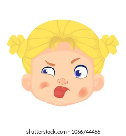Girl avatar. Facial expression. Caucasian girl vector illustration