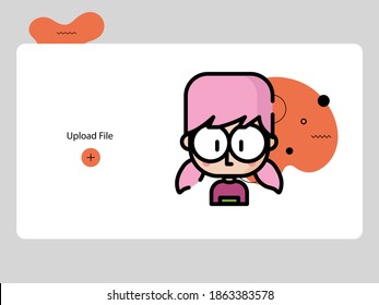 girl avatar of funny people. User face. Modern style that is trendy and cute. Flat Cartoon Character Design.