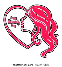 Girl avatar with heart shape. Happy women day