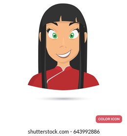 Girl avatar icon in cartoon style for web and mobile design