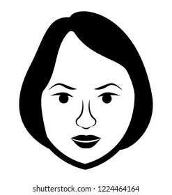 
Girl avatar line icon, human face 
