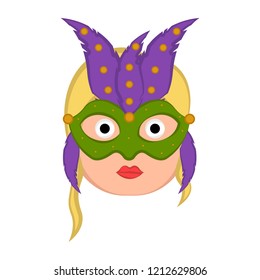 Girl avatar with mardi gras ornaments. Vector illustration design