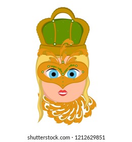 Girl avatar with mardi gras ornaments. Vector illustration design