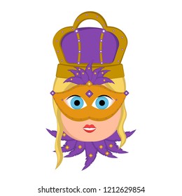 Girl avatar with mardi gras ornaments. Vector illustration design