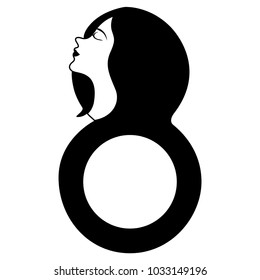Girl avatar with number eight. Happy women day