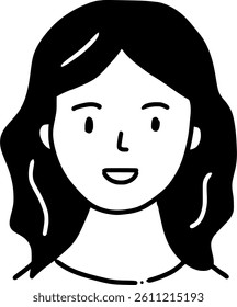 girl avatar outline hand drawn cute
