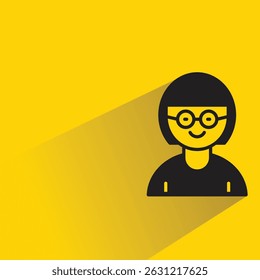 girl avatar with shadow on yellow background