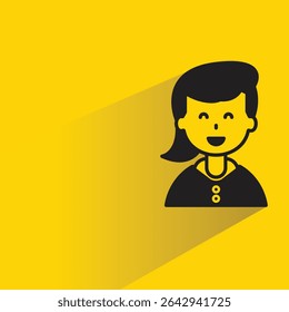 girl avatar with shadow on yellow background