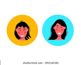 Chica avatar. Ilustración vectorial de un diseño plano