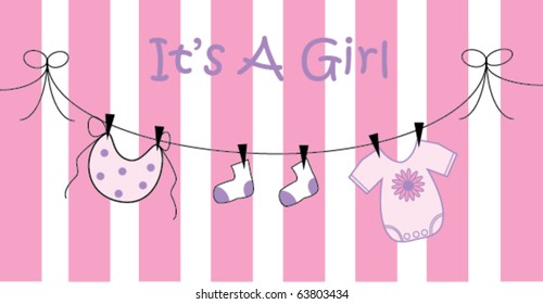 It's A Girl Baby Announcement