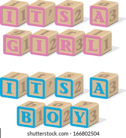 It's A Girl Baby Blocks And It's A Boy Baby Blocks
