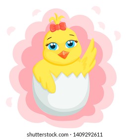 It's a girl, baby chick with bow