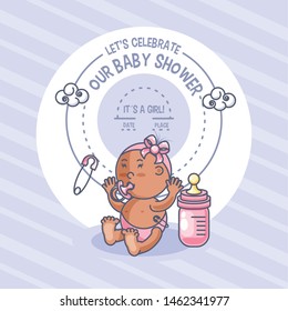 it is a girl baby shower card with bottle milk