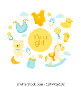 Its a girl baby shower card design