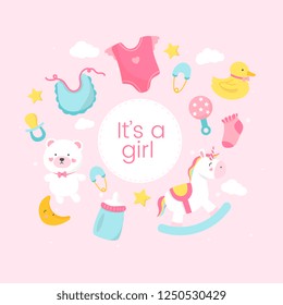 Its a girl baby shower card design