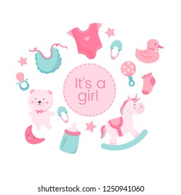 Its a girl baby shower card design