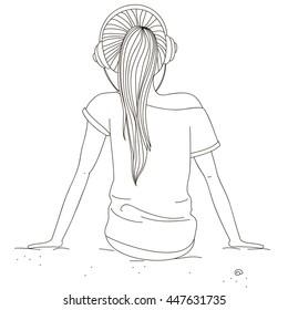 The girl from the back. Listening to music.