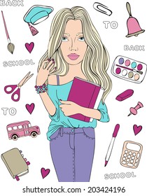 Girl. Back to school.