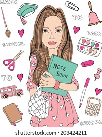 Girl. Back to school.