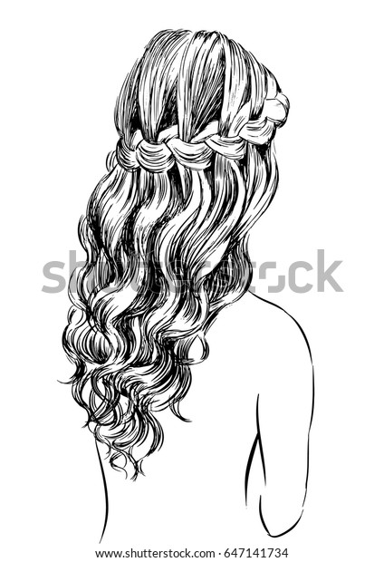 Girl Back View Girl Beautiful Hairstyle Stock Vector Royalty Free