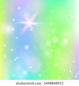Girl Background. Green Fairy Gradient. Rainbow Pattern. Iridescent Abstract Mesh. Yellow Magical Invitation. Blue Cosmic Hologram. Kawaii Glitter. Stars Girl Background.