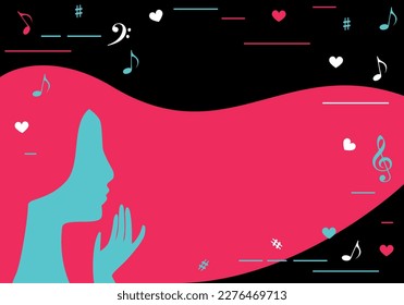 "Girl and background Party design with hearts