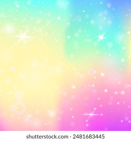 Girl Background. Unicorn Gradient. Blue Mystical Pattern. Iridescent Galaxy Mesh. Pink Pastel Invitation. Purple Fairy Hologram. Kawaii Texture. Party Girl Background.