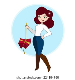 Girl. Bad Gift. Vector Illustration.