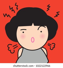 Girl In A Bad Mood Concept Card Character illustration